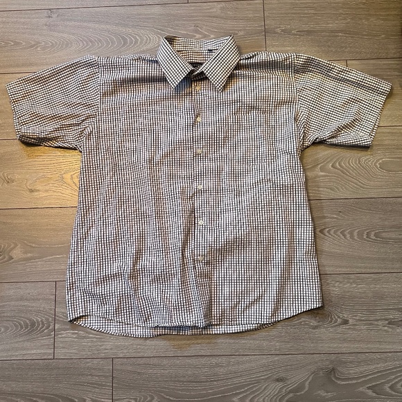 Men's Casual Button Down Shirt - Black and White Checkered - Picture 1 of 4